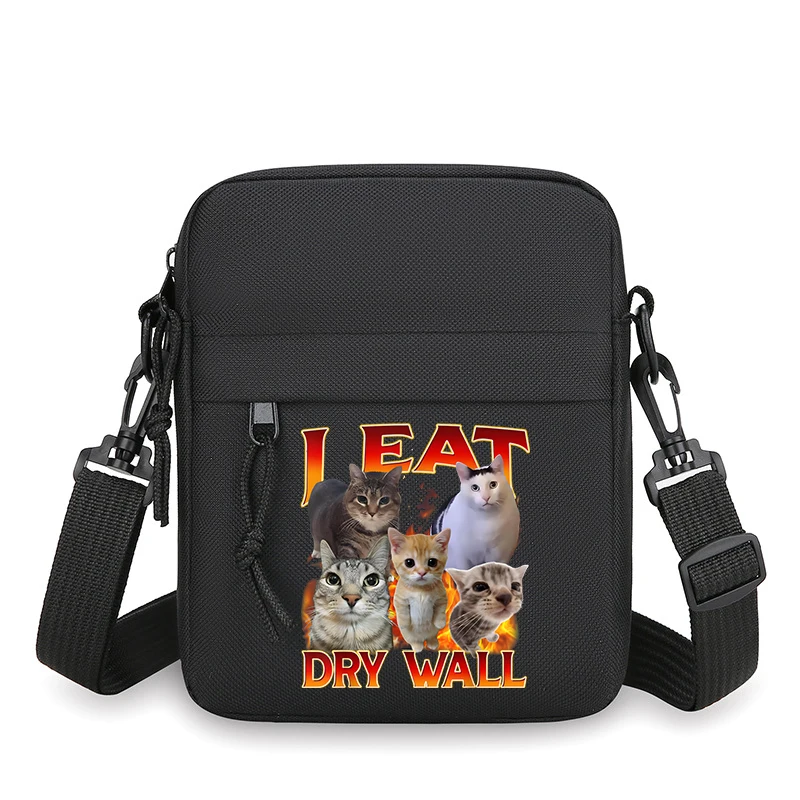 

Fun Meme Cat American Retro Square Crossbody Bag for Men Women Fashion Adjustable Straps Zipper Mobile phone Shoulder Bag