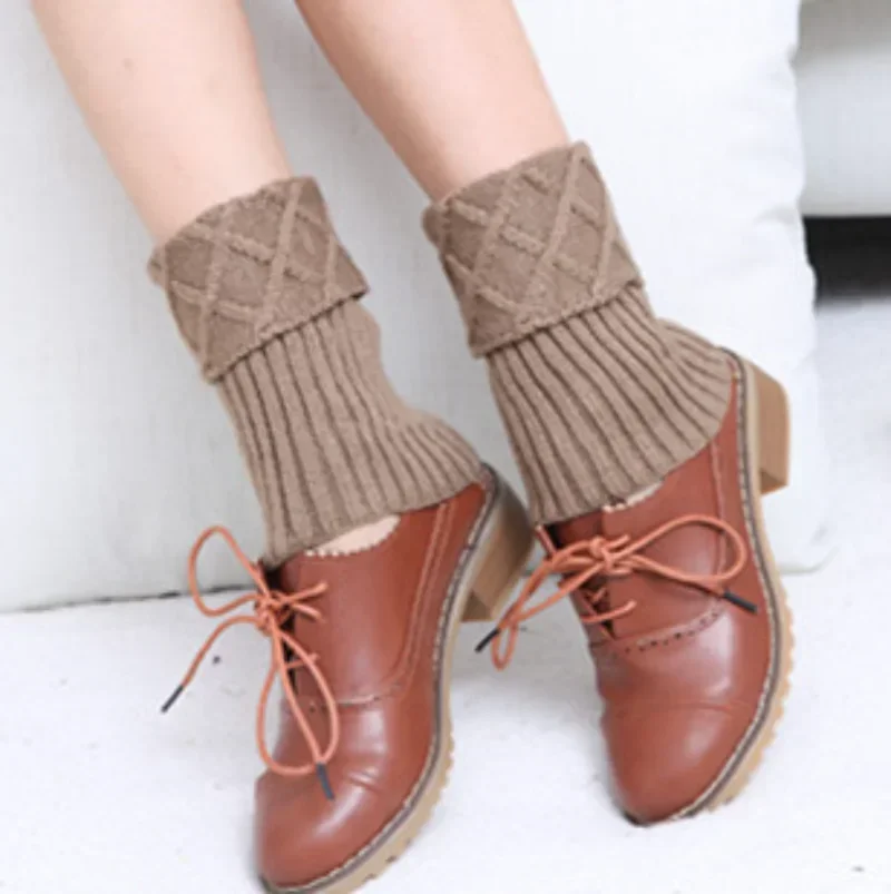 1 Pair Crochet Leg Warmers Women Winter Outdoor Elastic Boot Cuffs Lady Soft Short Knitted Toppers Boot Socks Ankle Protection