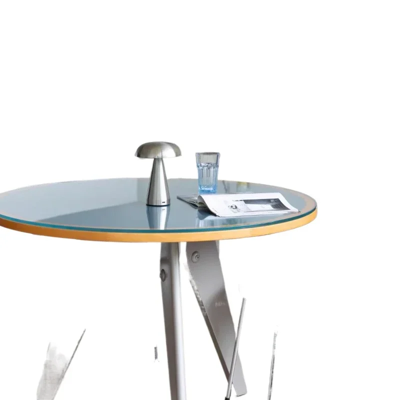 

Medieval dining table solid wood small apartment Nordic Bauhaus stainless steel modern simple