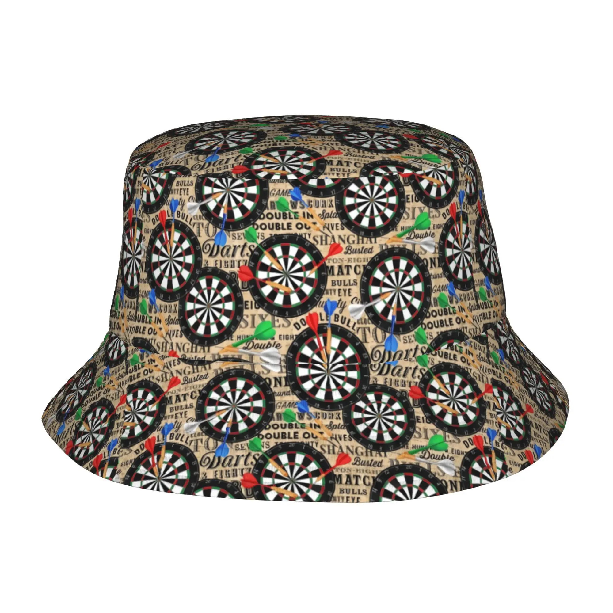 Retro Dartboard Target Printed Fisherman Hat Unisex for Both Men and Women Ideal Outdoor Sun Hat. Its Stylish Bucket Design