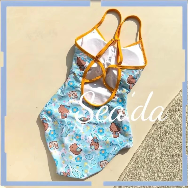 Kawaii Sanrios Hello Kittys Women's Swimsuit Cartoon Sweet Bikini Fashion Major Conjoined Triangle Swimsuit Hottie Cute Swimsuit view 5