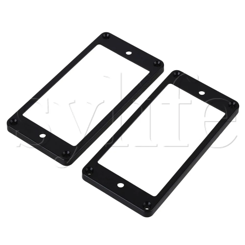 2 pcs Black ABS Flat Bottom Humbucker Pickup Mounting Ring Frames 92x45x5mm