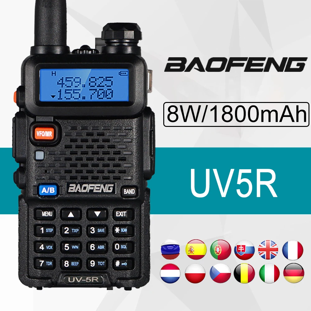 Originele Baofeng Walkie Talkie Uv-5r Dualband Tweeweg Radio Vhf/Uhf 136-174Mhz 400-520Mhz Fm Draagbare Zendontvanger Met Oortje