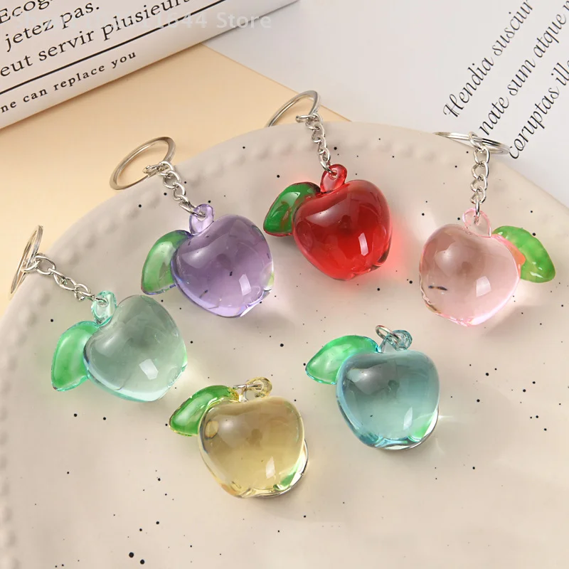

New Acrylic Apple Keychain Backpack Pendant Keyring Bag Hanging Decoration Accessories Gift