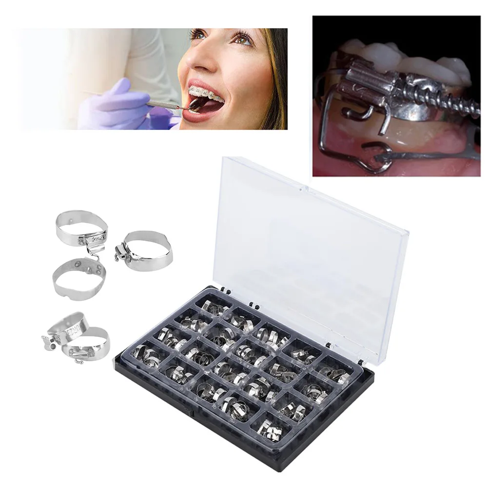 

80Pcs Dental Buccal Tubes Stainless Steel Tooth Orthodontic Rings Dentist Materials Straight Wire Bow Belt Dentistry Accessories