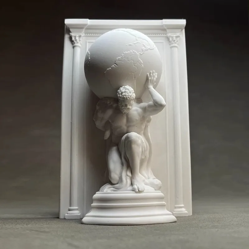 Hercules Greek God Plaster Statue, Mythical Figurine Sculpture for Desk Tabletop Decor, Vintage Room Aesthetic Ornament Gift