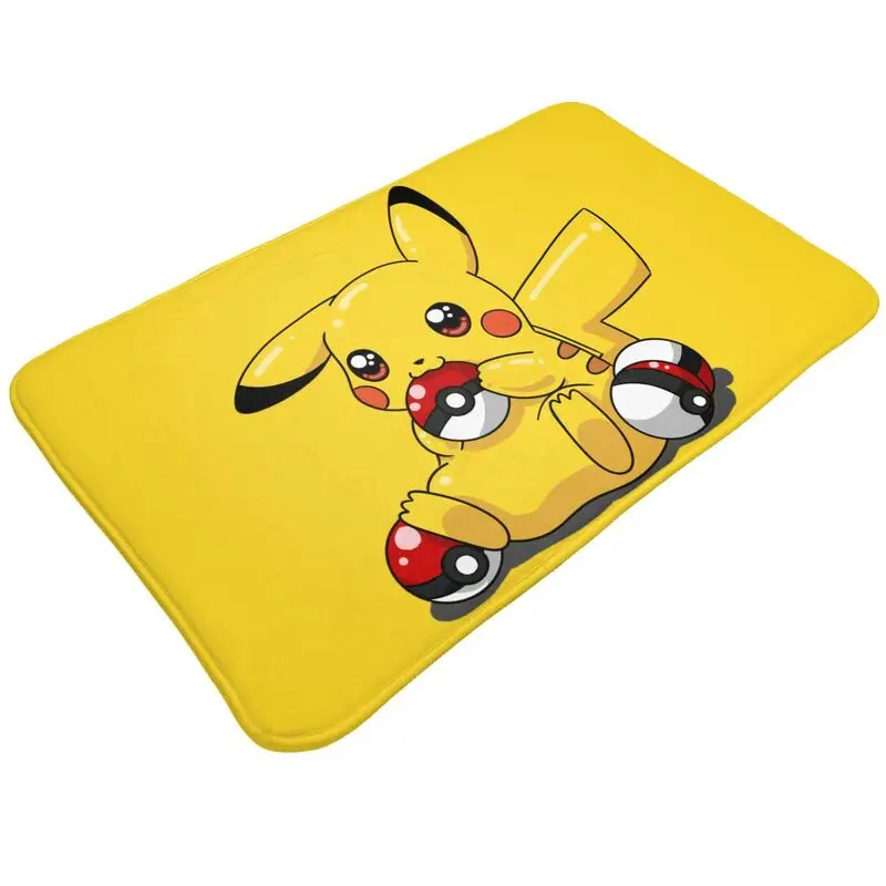 Custom Cartoon Animation Pokemon Pikachu Front Floor Door Entrance Mats Outdoor Kitchen Bath Doormat Garden Carpet Rug