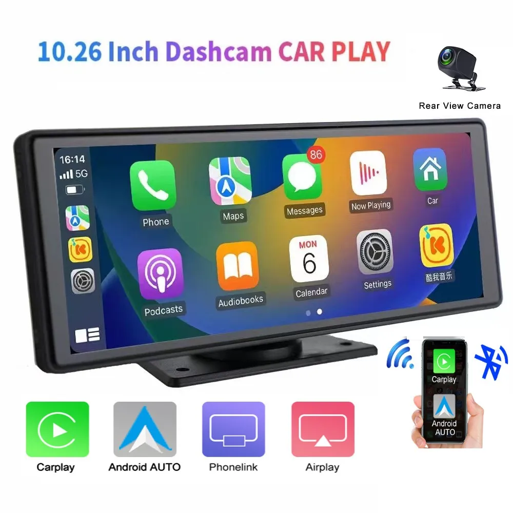 

10.26 Inch HD Car Radio GPS Carplay&Android Auto Multimedia Player Touch Screen Car Stereo MP5 Bluetooth USB TF FM AUX Camera