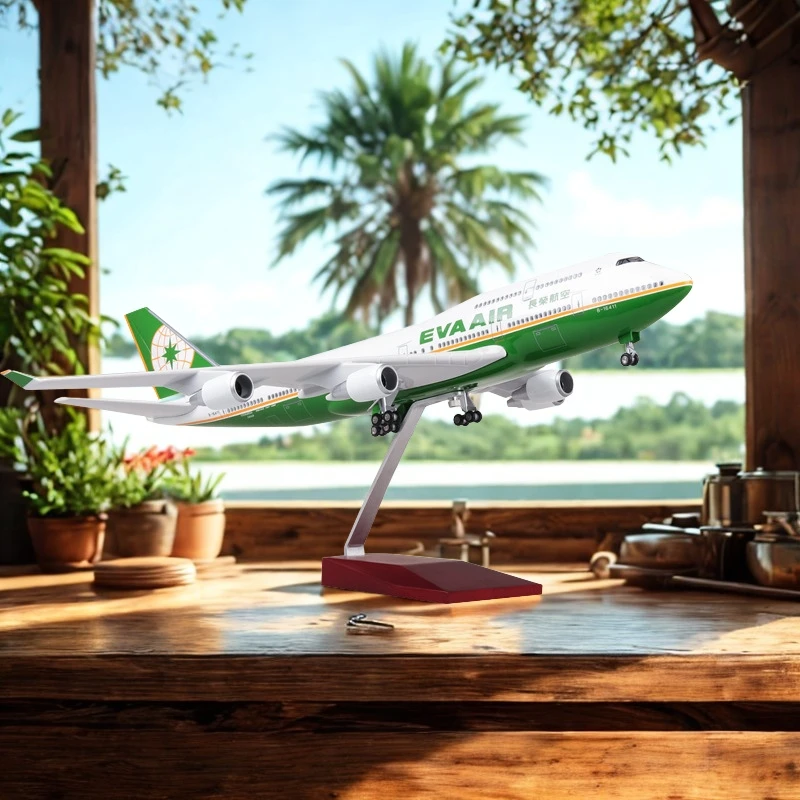 

Aircraft B747 EVA AIR Home Decor 47cm Large Model Diecast Aircraft B747 Model Decorative Display Model Airplane Collectible
