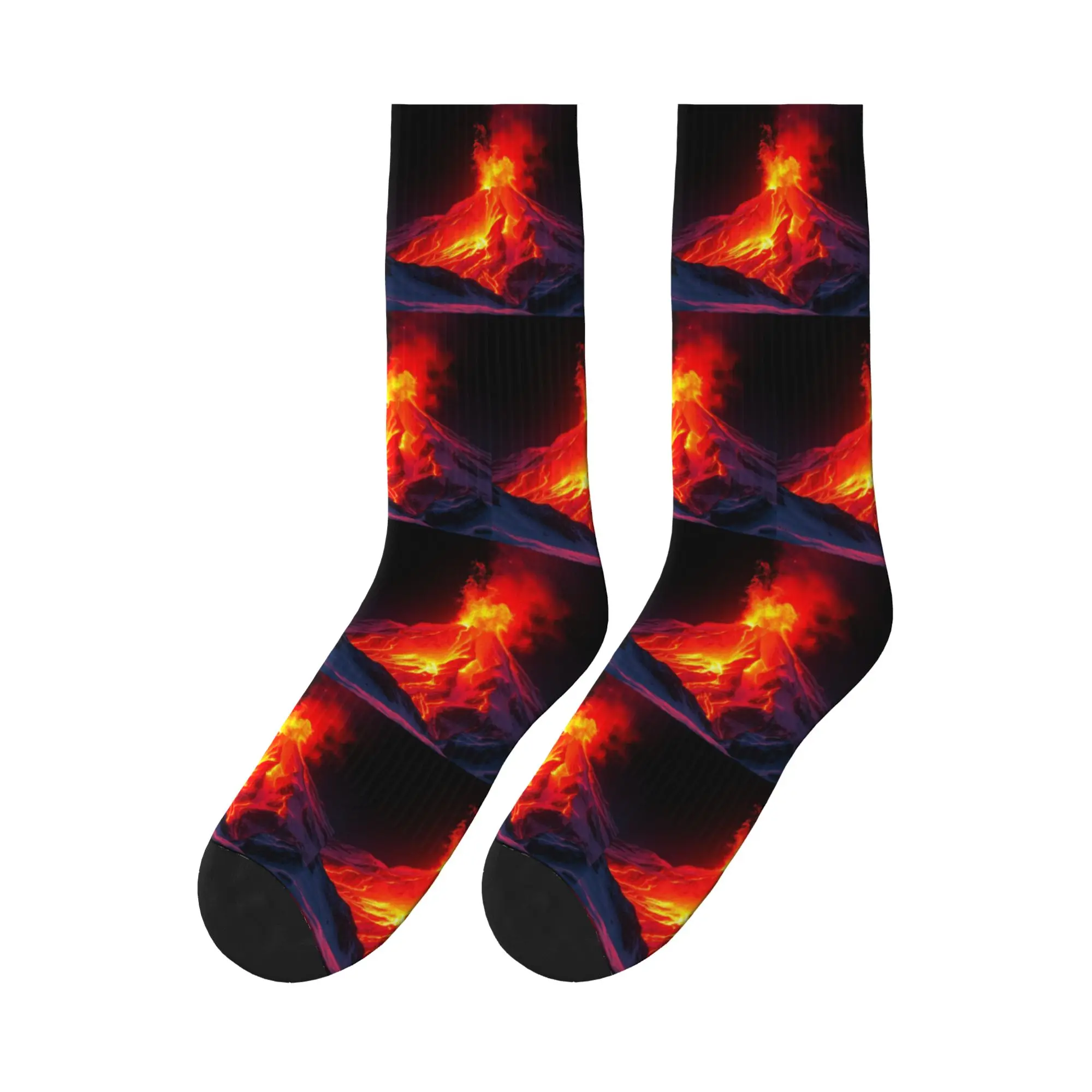 

Volcano in the snow Sports Socks High Quality Stockings All Season Long Socks for Unisex Christmas Gifts