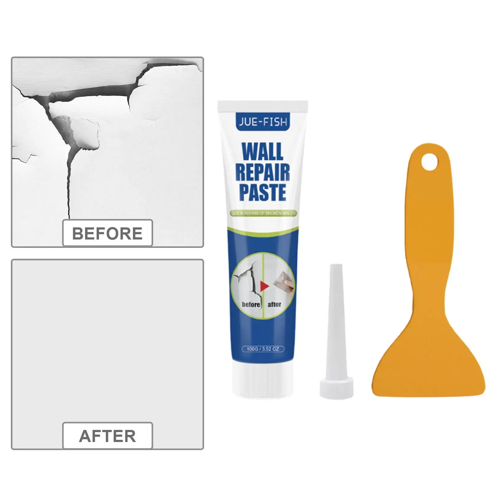 Kit di riparazione per cartongesso con raschietto, riempitivo per fori ad asciugatura rapida, pasta di riparazione per soffitti, appartamenti, crepe domestiche, cartongesso