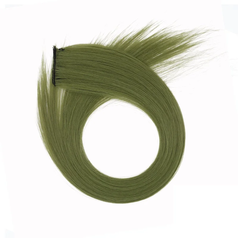 Extensiones de cabello sintético largas y rectas con clip de 22 pulgadas, postizos de alta temperatura, colores arcoíris, accesorios para mujer 7