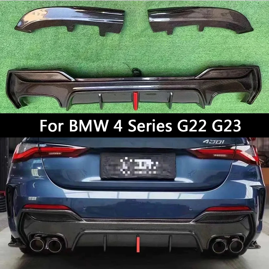 For BMW 4 Series G22 G23 420 425i Carbon Fiber Back lip Car Rear Bumper Diffuser Rear Splitters Spoiler Back lip body kit