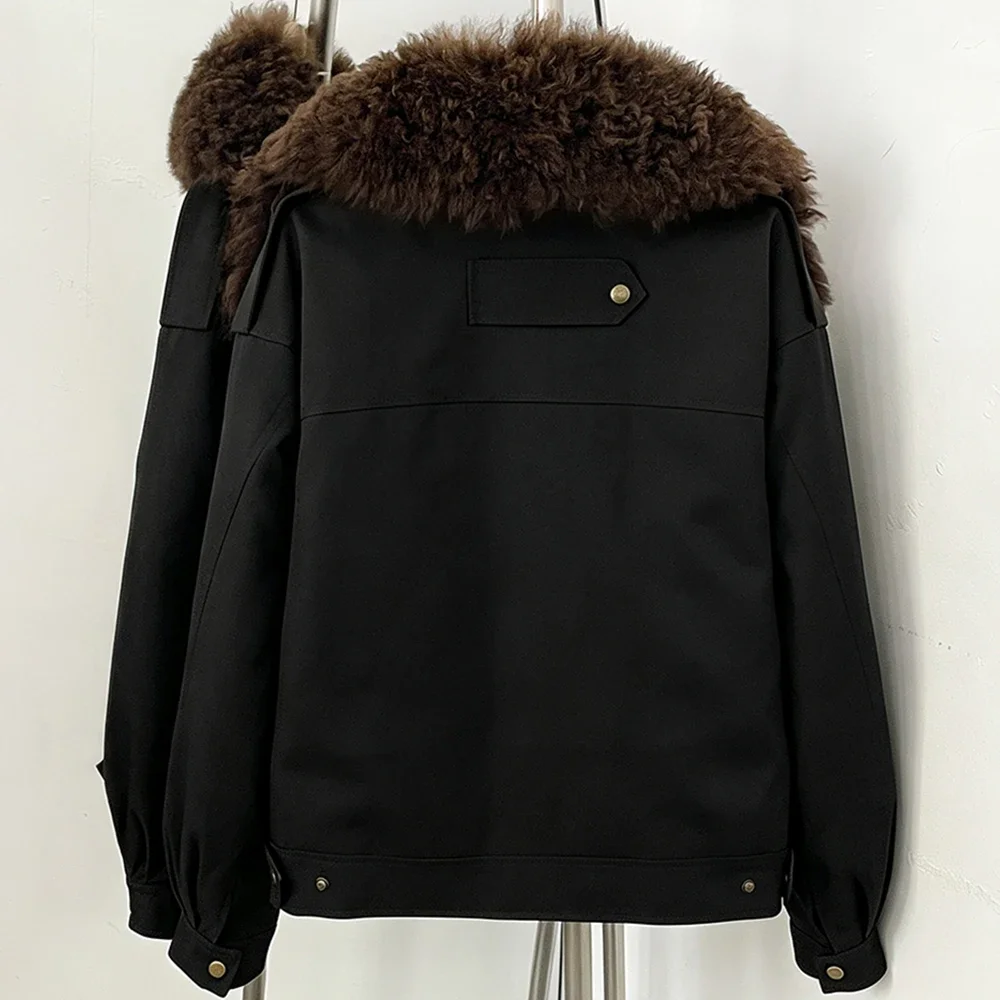 OFTBUY 2026 Neue Winter-Damenjacke mit Echtem Lammfellkragen, Entendaunen-Parka, Warme Pufferjacke, Schicke Modische Freizeitjacke, Oberbekleidung – Detail 9