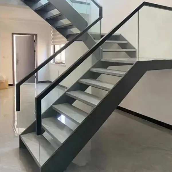 Customization Stairs Modern Curved Staircase Prefabricated Modern Luxury Indoor Straight  Stainless Steel Stairs