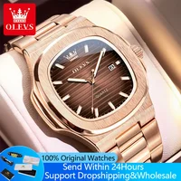 OLEVS 3696 reloj de cuarzo para hombre, calendario de lujo, reloj de pulsera resistente al agua para hombre de negocios, reloj luminoso con esfera grande, reloj Simple a la moda para hombre