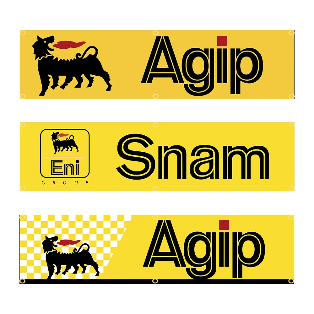 60X240cm Agips Eni Racing Car Oil Banner Flag Polyester Printed Garage or Outdoor Decoration Tapestry