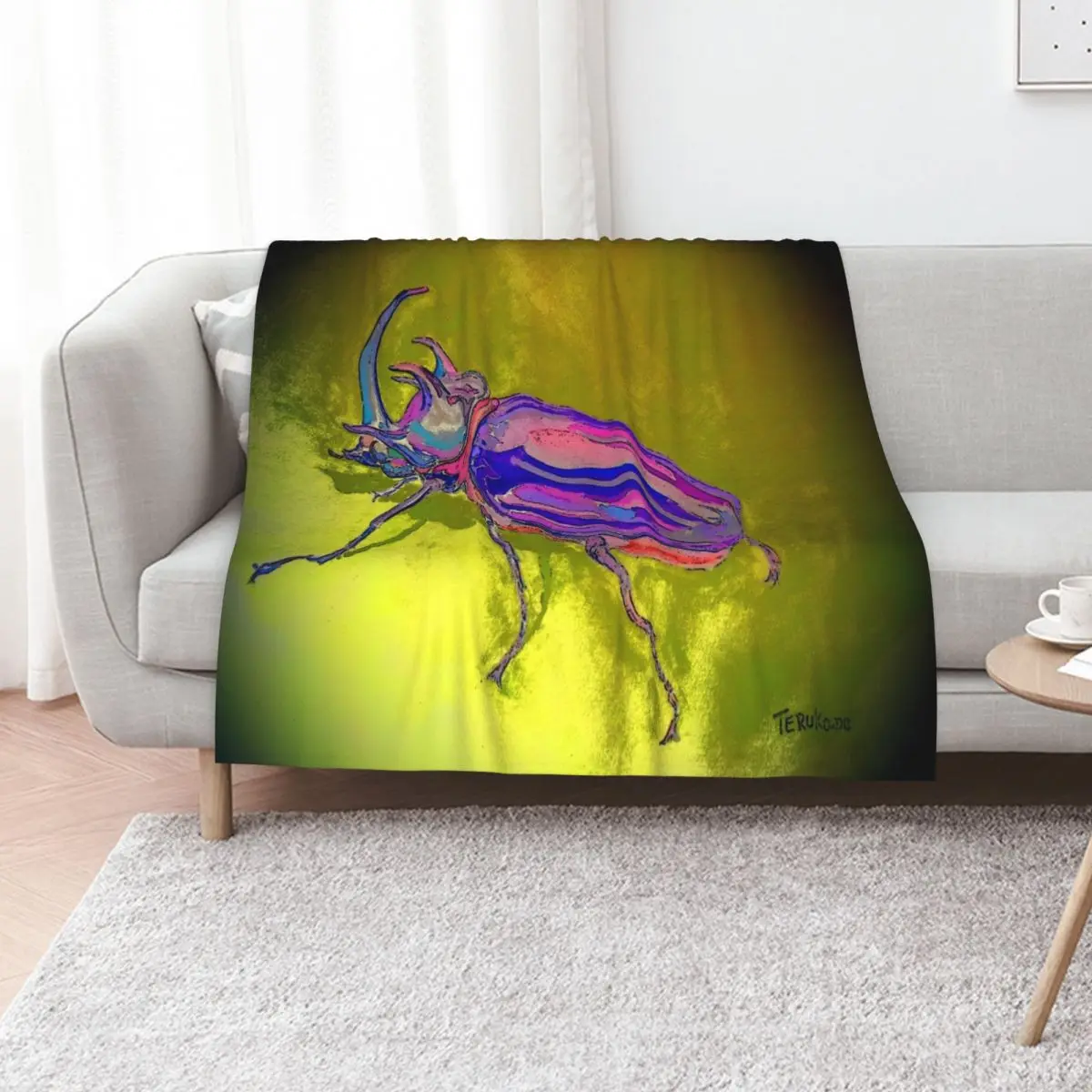 Five Horned Rhinocros Beetle Primed Throw Blanket for winter Bed Fashionable Bed Moving Luxury Designer Blankets