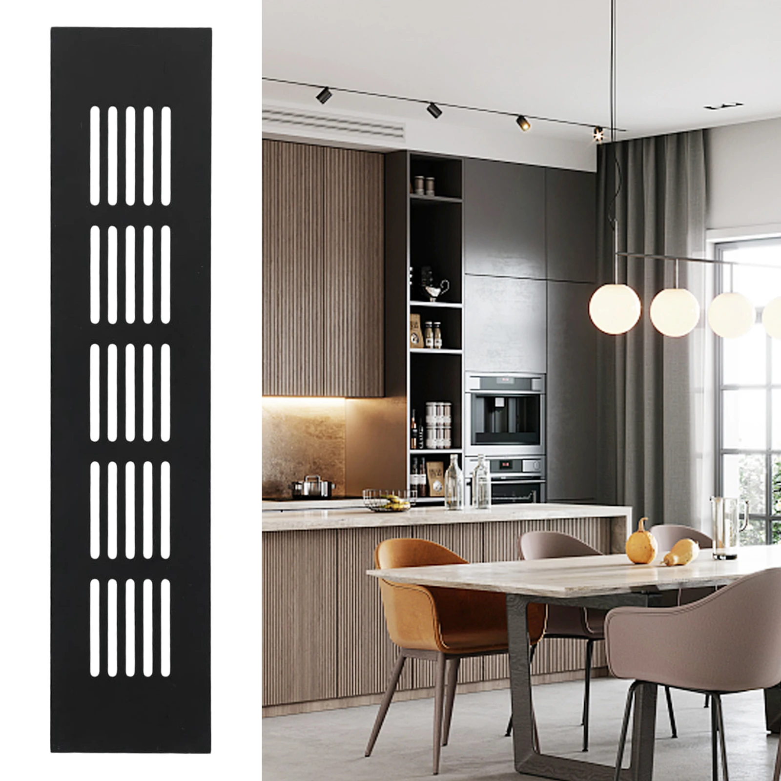 مصبغة تنفيس الهواء جدار خزانة 50*150-400 مللي متر الألومنيوم الأسود لخزانة متعددة الوظائف استبدال الملحقات #4