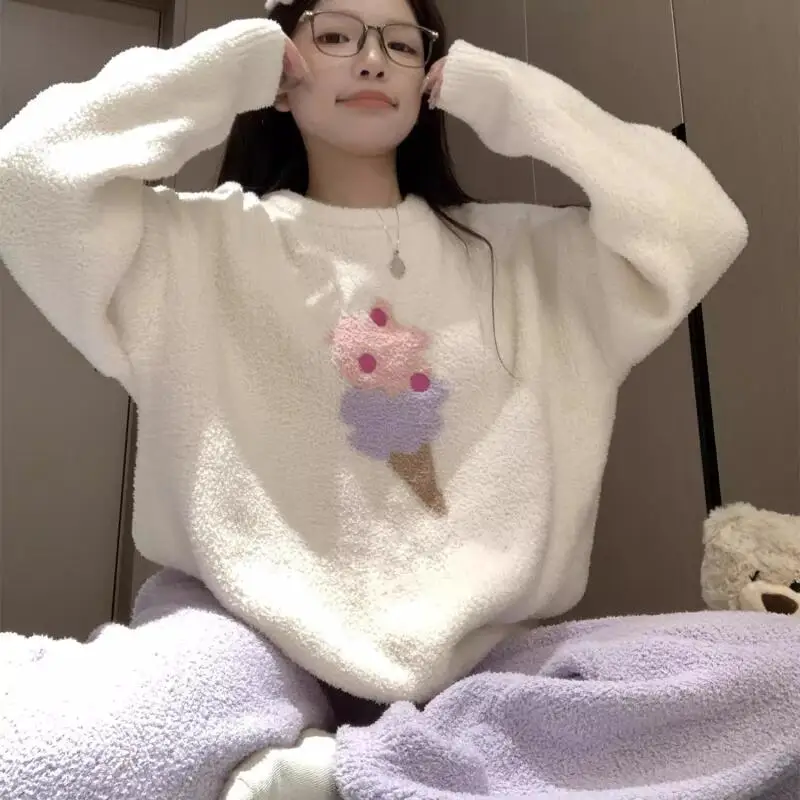 

Милая пижама для девочек, домашний комплект, домашняя одежда, одежда для сна, домашняя одежда, утолщенная ночная рубашка из кораллового флиса с ворсом, женская осенне-зимняя ночная рубашка