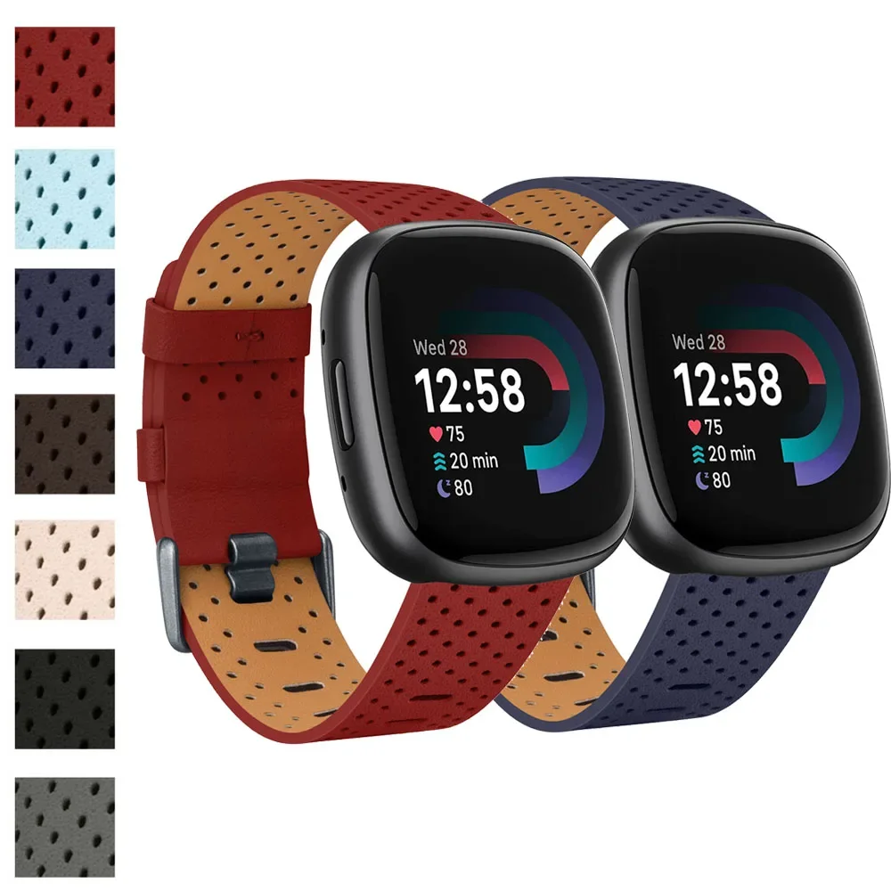 Tali Kulit Asli untuk Fitbit Versa 3/Versa 4 Gelang Jam Tangan untuk Fitbit Versa 3/Versa 4/Sense/Sense2 Tali Gelang