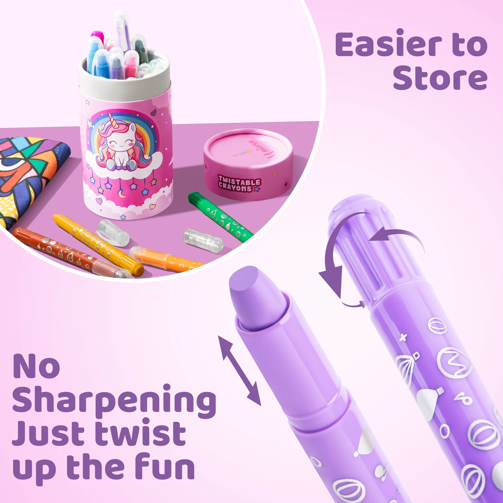 12/24 สียูนิคอร์นดินสอสีขี้ผึ้งสําหรับเด็กล้างทําความสะอาดได้ & Erasable Crayons ชุดสําหรับเด็กทารก Quick Drying Crayon ของขวัญวันเกิด