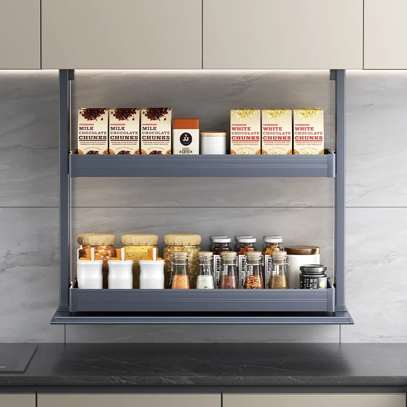 Wholesale Kitchen Room Electric Lift Storage Basket Closet Accessories Pull Down Wall Cabinet Basket