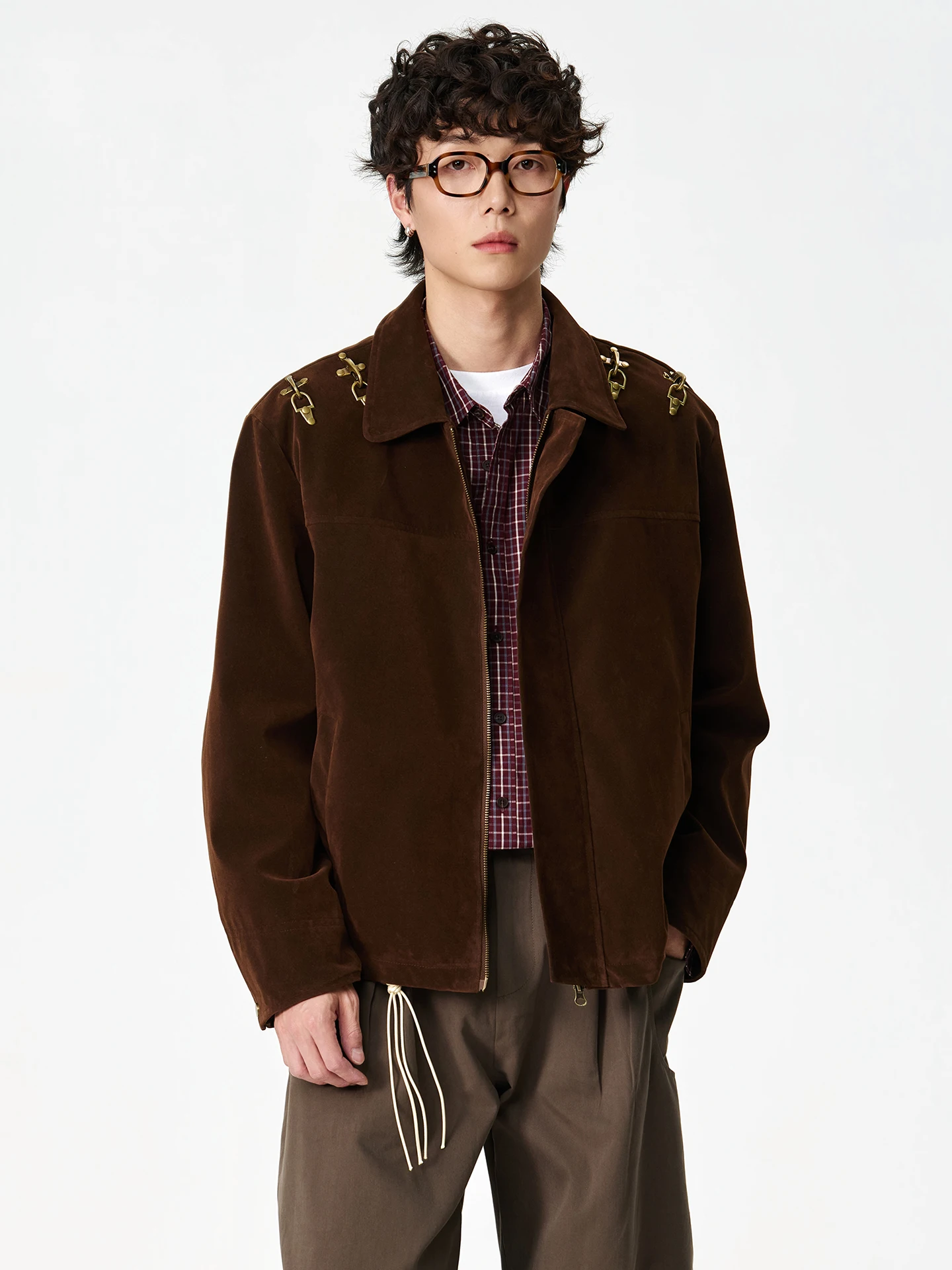 

Nted American Retro Mermaid PU Leather Jaet Collared ort Coat Men's Spring New Couple Sle Workwear Outerwear