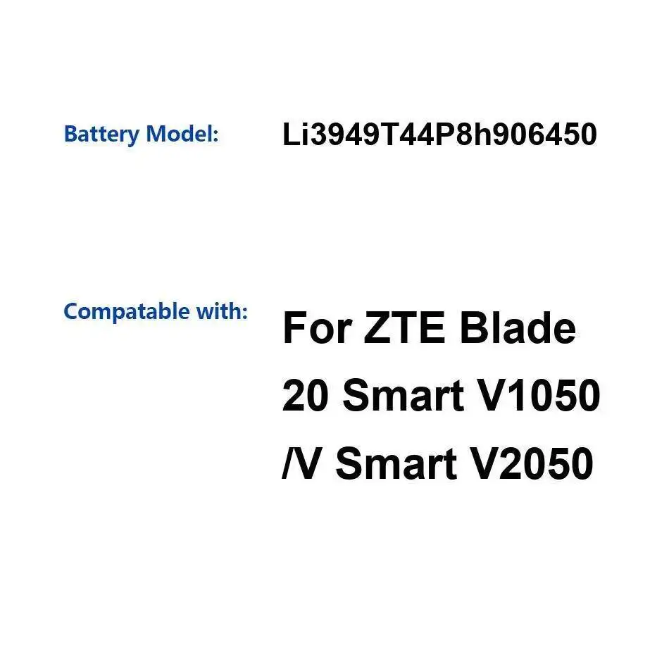 

Li3949t44p8h906450 Mobile Phone Battery For Zte Blade 20 Smart V1050 V V2050 Safe 5000Mah Premium Replacement
