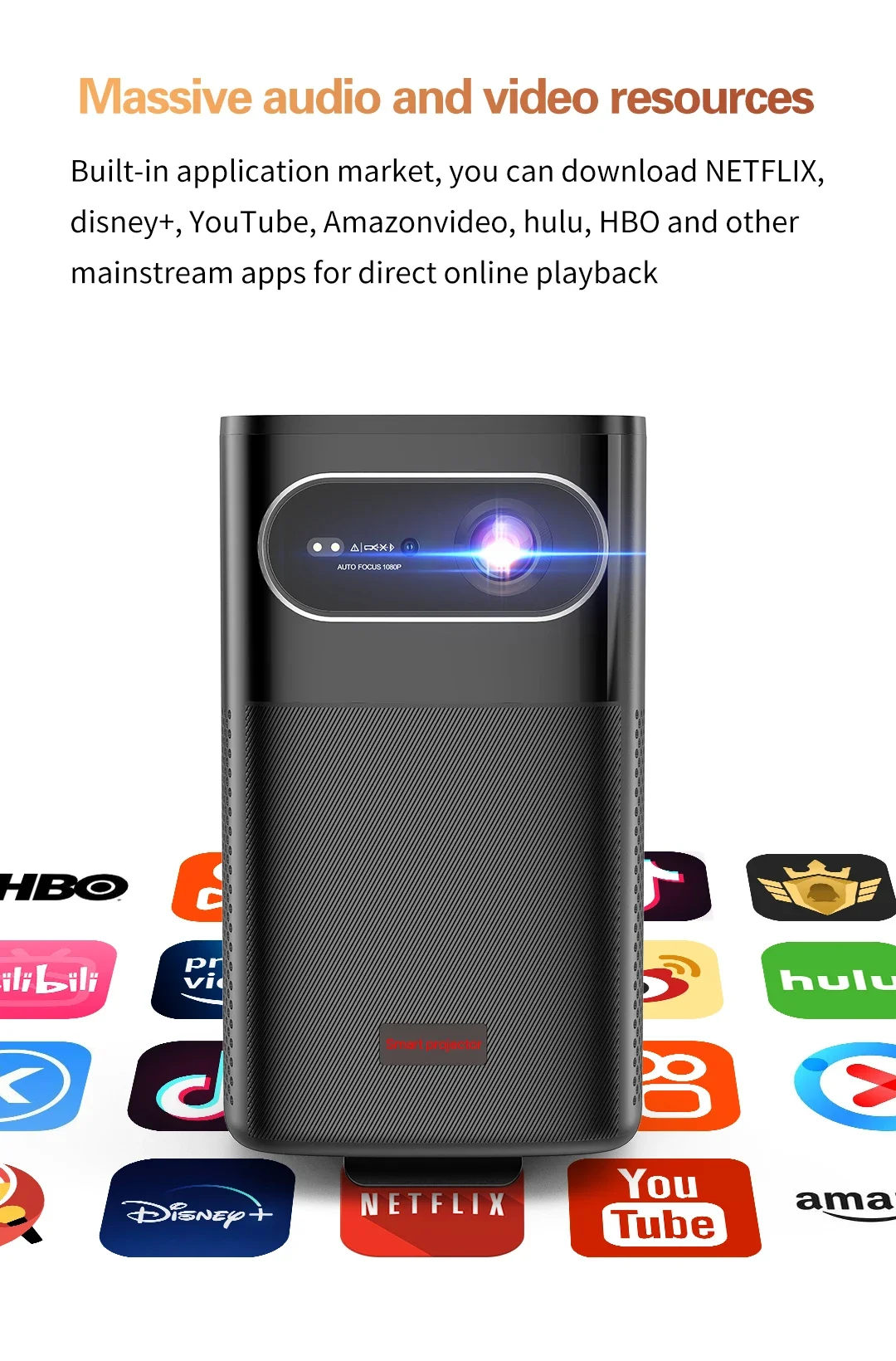 W & F M6pro Full HD1080P WIFI vídeo inteligente DLP Android Mobile Home Theater portátil 4K 3D mini proyector de vídeo con batería