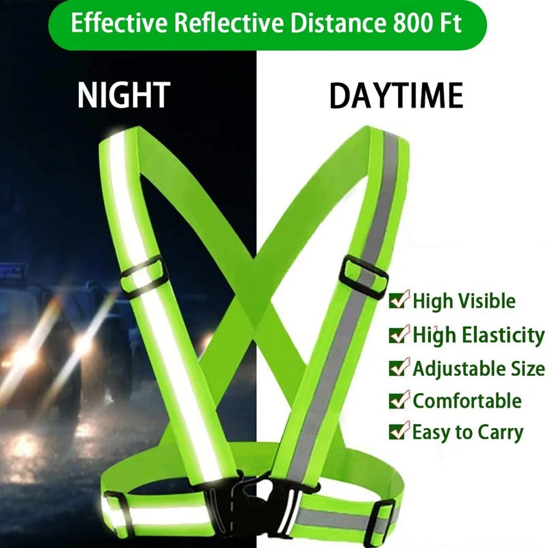 New Highlight Reflective Straps Night Running Riding Clothing Vest Adjustable Safety Vest Elastic Band For Adults And Children