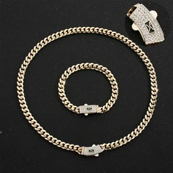 New Monaco necklace bracelet electroplated 14K gold copper material inlaid zircon Cuban bracelet to send friends birthday gifts