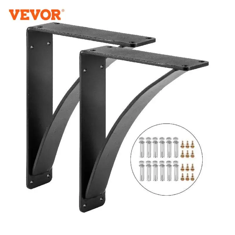 

VEVOR Heavy Duty Shelf Bracket 2pcs Floating Shelf Supporter Wall Mount 450lbs Easy To Assemble Suit Different Plank Matte Black