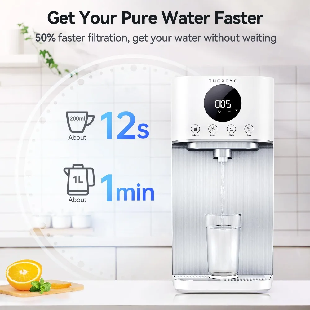 Reverse Osmosis System Countertop Water Filter, 7 Stage RO Filtration, 3:1 Pure To Drain, BPA Free Water Purifier for Home