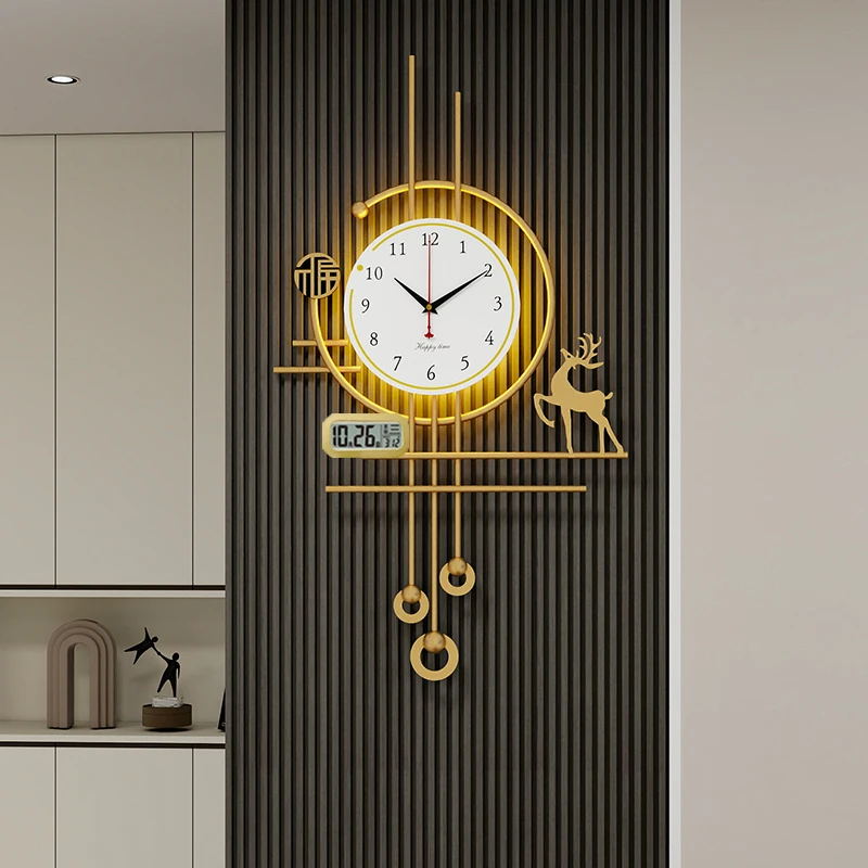 

European Hanging Wall Clock Classic Fancy Pendulum Luminous Wall Clock Gold Art Mecanismo Reloj Pared Home Decorating Items