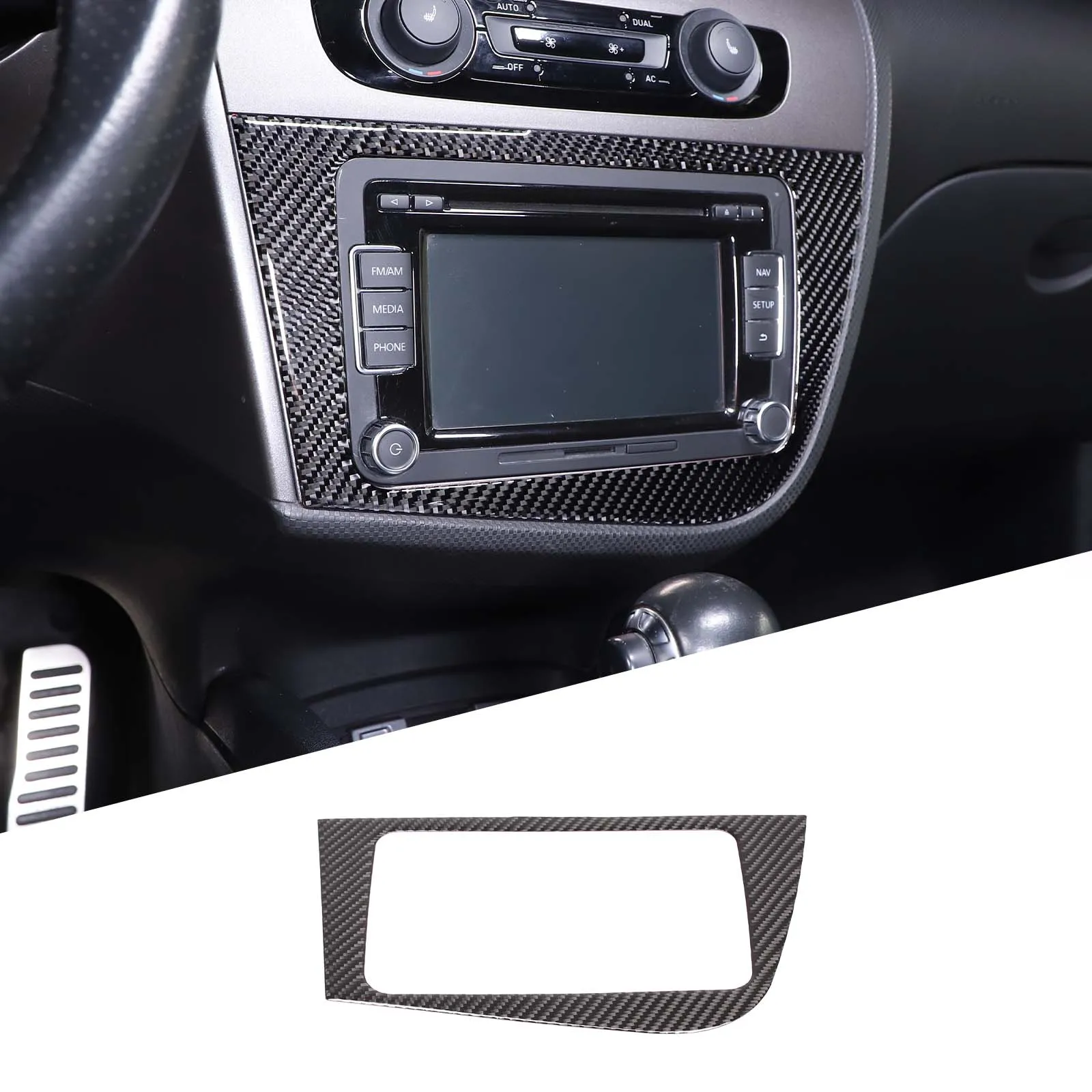 For SEAT Leon León Mk2 1P 2008-2012 Soft Carbon Fiber Car Center Control Display Frame Cover Sticker Car Interior Accessories