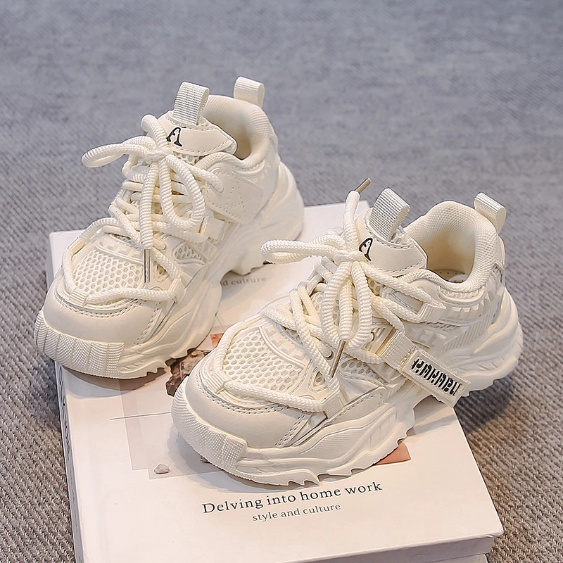 Kids Sneaker Thick Soft Sole Children Sports Shoes Casual Mesh Breathable 2025 New Fashion Kids Running Shoes Hook&loop Non-slip