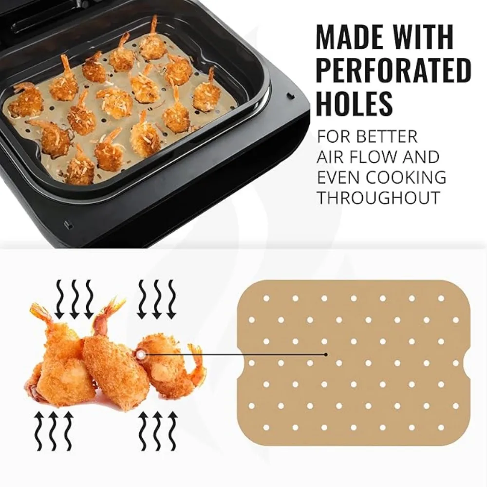 200Pcs Air Fryer Disposable Liners Rectangle Non-stick Airfryer Parchment Paper Manga Mat Grill Ninja Air Kitchen Baking Mat