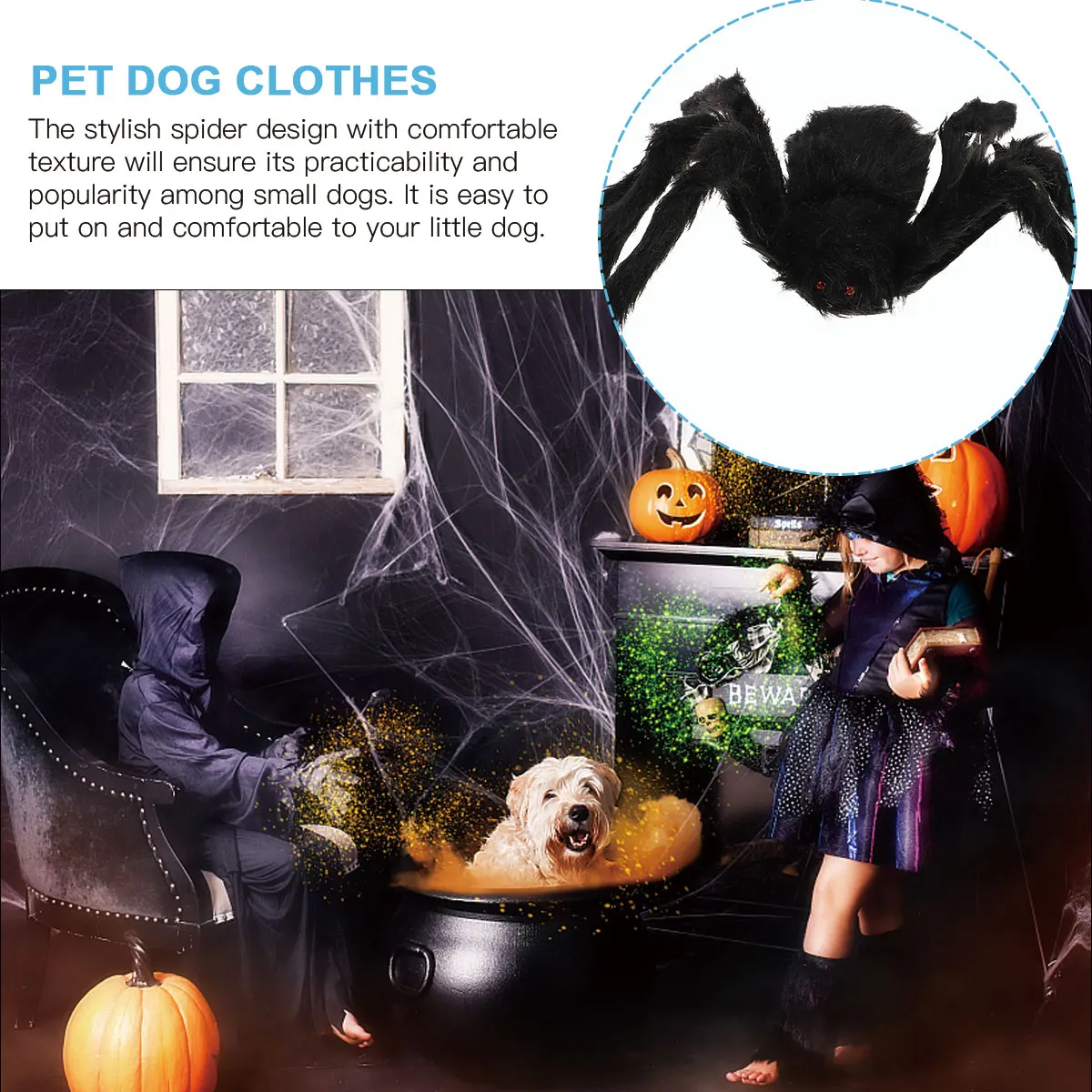 

Pet Decoration Halloween Spider Costume Pajamas Costumes for Pets Creepy Decorations Man Clothes Dog