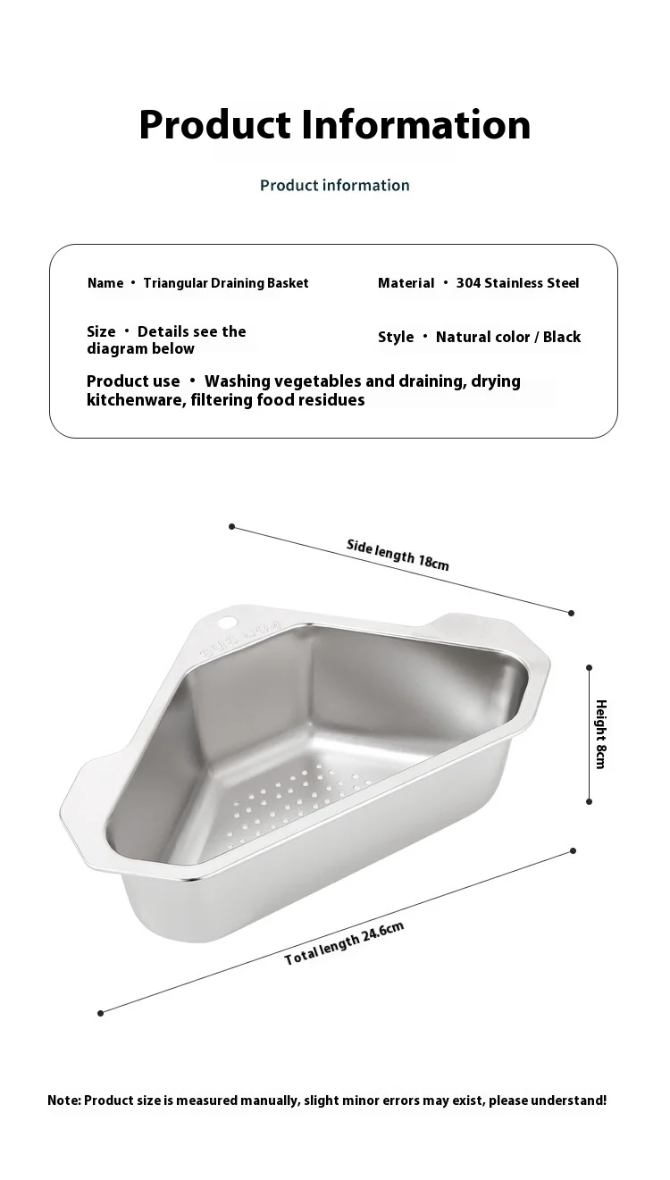 Neue Küchenspüle aus Edelstahl, Asphaltkorb, neues dreieckiges Filternetz 304, Pool-Lagerregal, Asphaltregal, Spüle – Detail 11