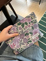Women's Cosmetic Bag Purple Retro Flowers Large Capacity Cosmetic Lipstick Storage Bag Travel Toiletry Bag Portable Cloth Bag Ma