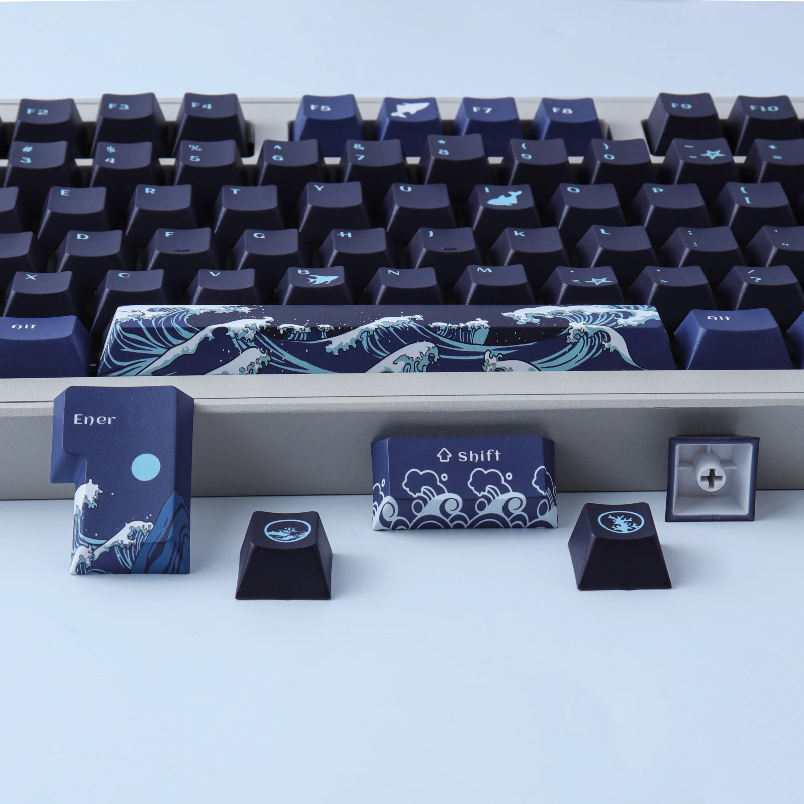 Imagem -02 - Coral Sea Keycaps para Teclado Mecânico Pbt Dye Subbed Keycaps Perfil Cherry Interruptor mx 129 Teclas por Conjunto