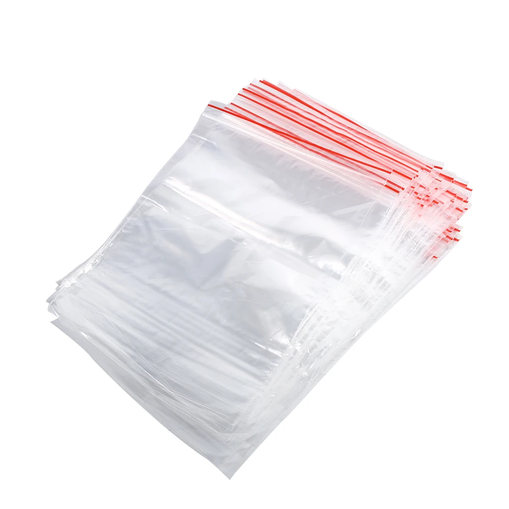 100Pcs Reusable Zip Lock Transparent Plastic Sealing Packaging Bags For Home Kitchen Candy Nut Food Storage