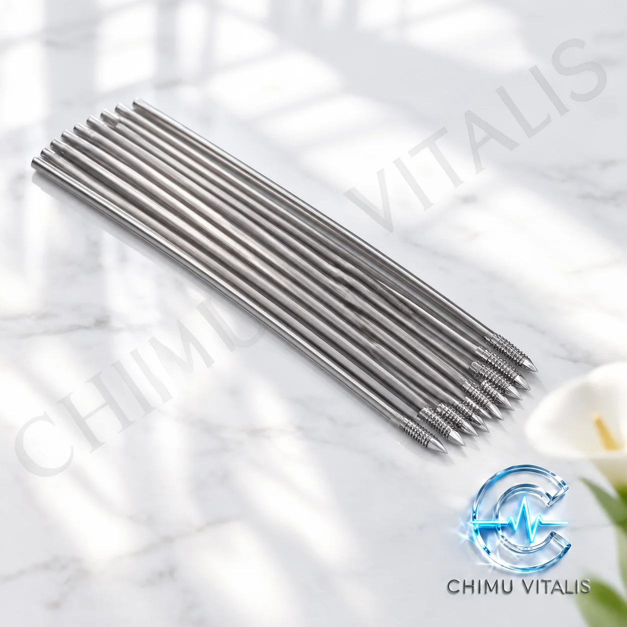 【CHIMU VITALIS 】 K-Wire Threaded Pin Trocar Tip Stainless Steel Veterinary Instrument