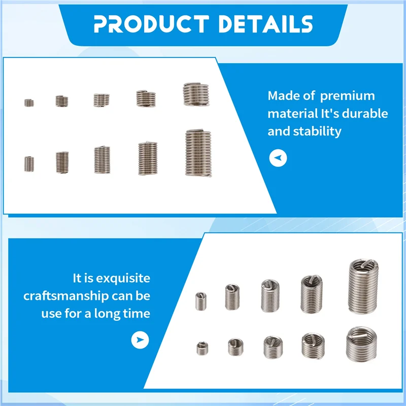 AY03-150Pcs موضوع إصلاح إدراج M3 M4 M5 M6 M8 الفولاذ المقاوم للصدأ Heli لفائف الموضوع إصلاح إدراج سلك الموضوع إدراج تشكيلة
