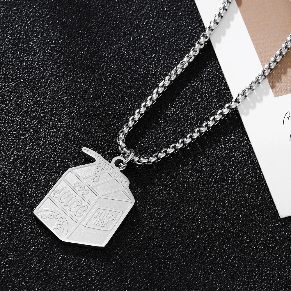 JUICE WRLD 999 Pendant Necklace Keychain Funny Beverage Box Choker Jewelry Gifts for Boys Girls Accessories
