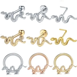 1Pc Chirurgisch Staal Snake Ontwerp Oor Tragus Kraakbeen Piercing Labret Lip Ring Neus Ring Clips Hoepel Voor Vrouwen Mannen lichaam Sieraden