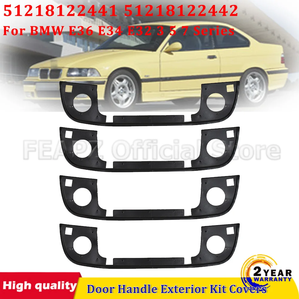 

4pcs Car Door Handle Exterior Kit Covers with Rubber Seals Gasket For BMW E36 E34 E32 3 5 7 Series 51218122441 51218122442