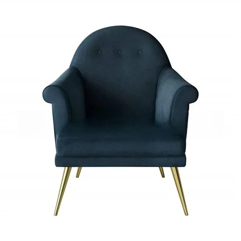 Nordic modern stainless steel single sofa furniture casual flannel sofa chair hotel clubhouse