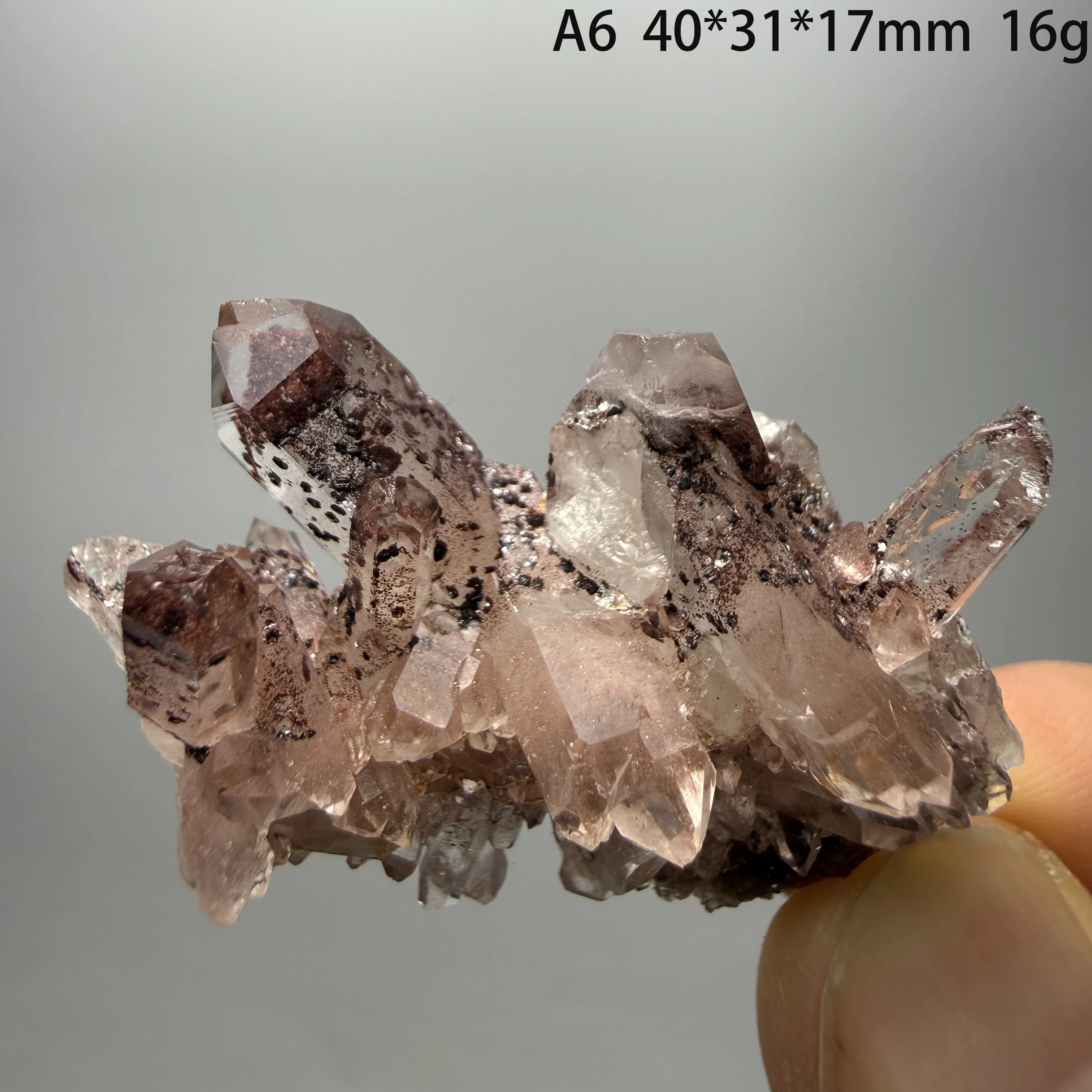 Natural Red Phantom Quartz Cluster Rare Pyramid Red Ghost Landscape Inclusion Raw Crystal Healing Specimen for Home Deco A2-2-14
